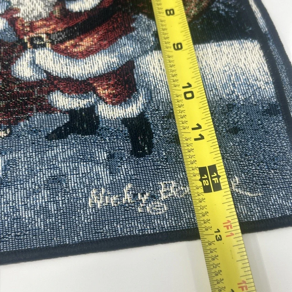 Set Of 4 Nicky Boehme Tapestry Christmas Placemats Santa On Rooftop Toy Bag